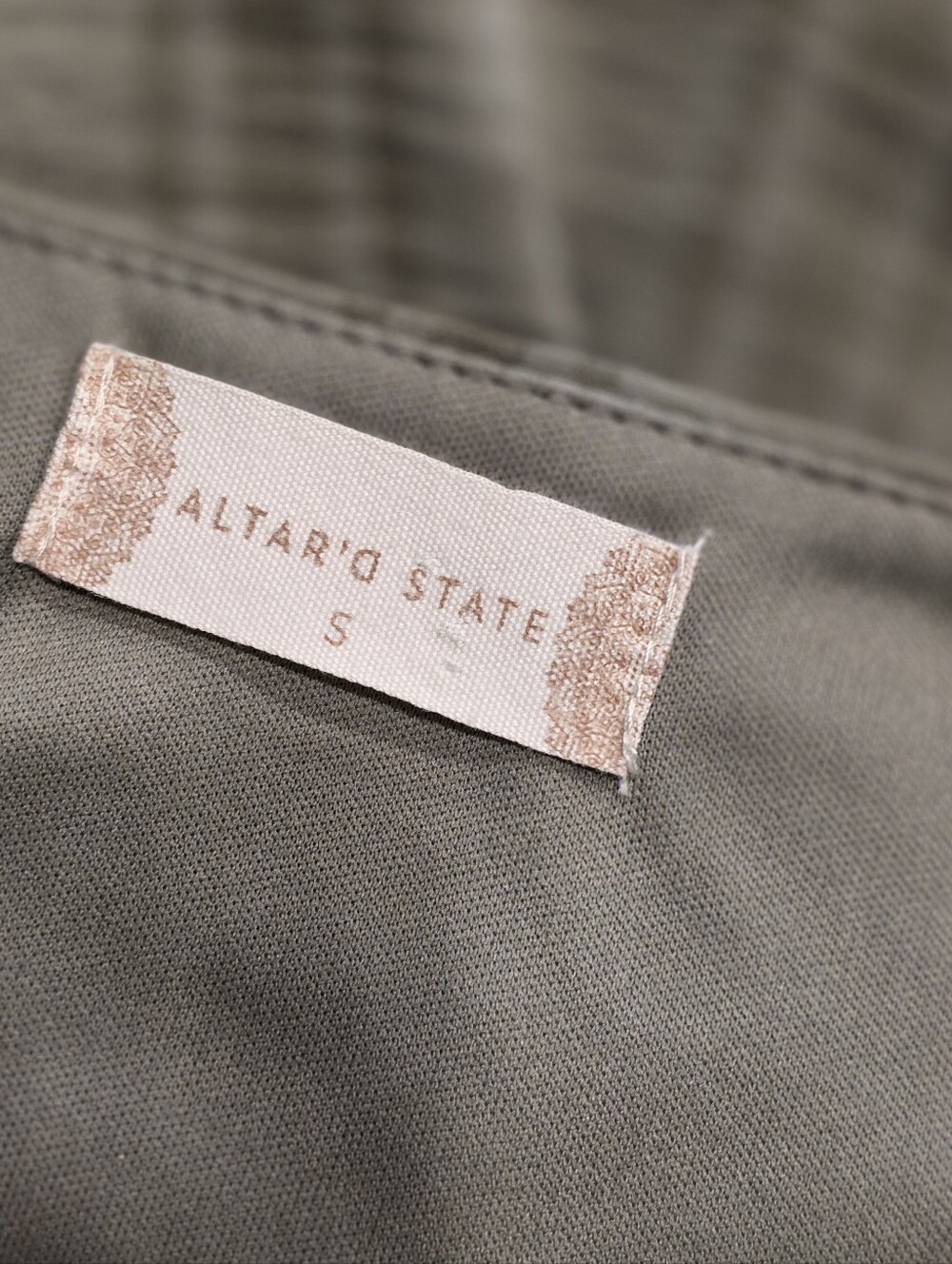 Altar'd State Natalie Plaid Tiered Mini Dress in Vetiver / Sage Green - Picture 4 of 7